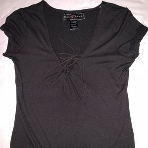 Black lace up body suite